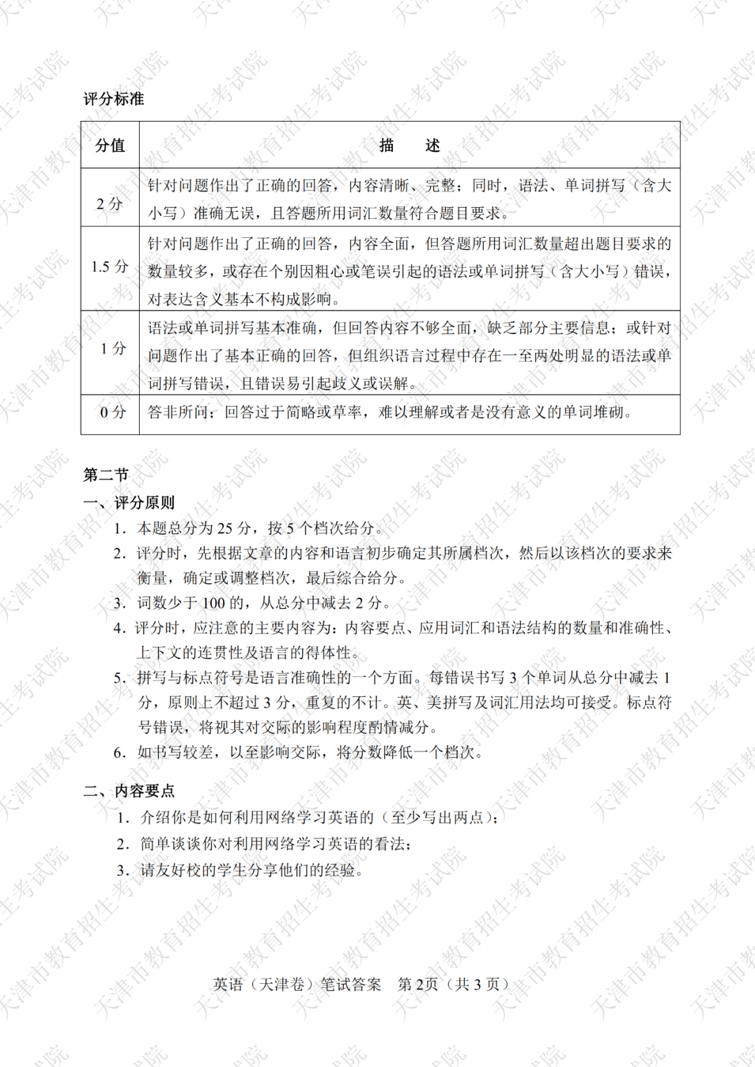 『试卷』第一次考试试卷及答案公布啦！速查：2020年天津高考英语
