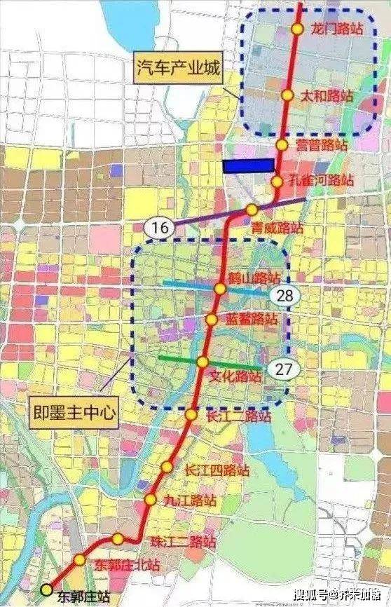 而本次规划的7号线二期北段则是从东郭庄到汽车产业城,经过九江路
