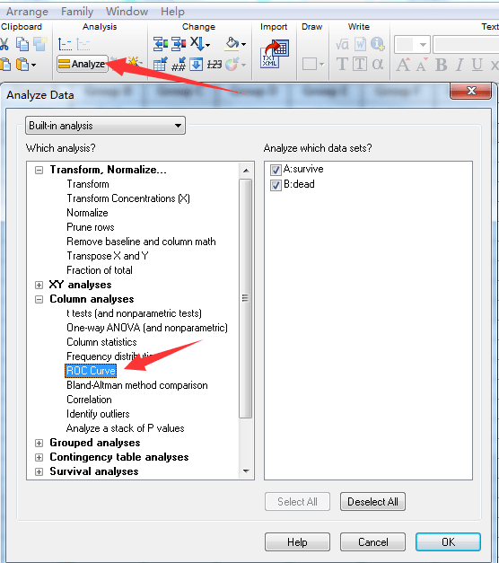 Graphpad绘制受试者工作特征（ROC）曲线教程_Curve