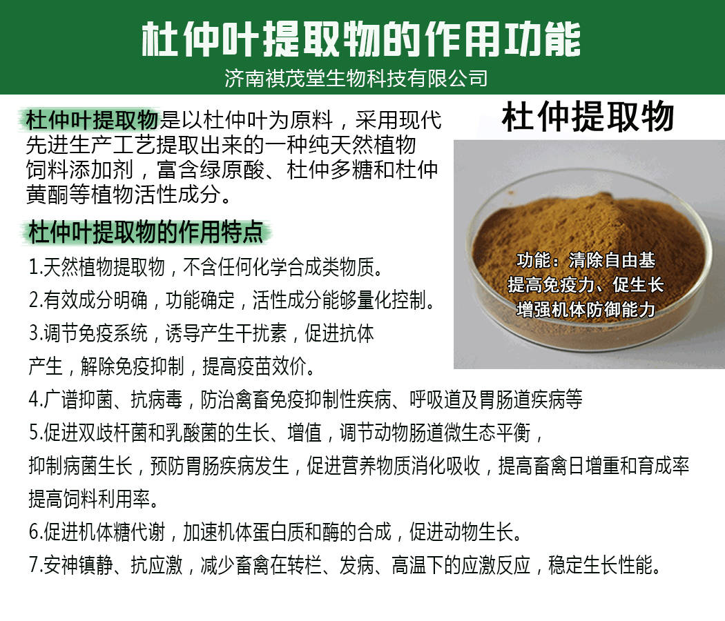 替抗饲料添加剂杜仲叶提取物增强母猪免疫力,提高母猪生产性能用杜仲