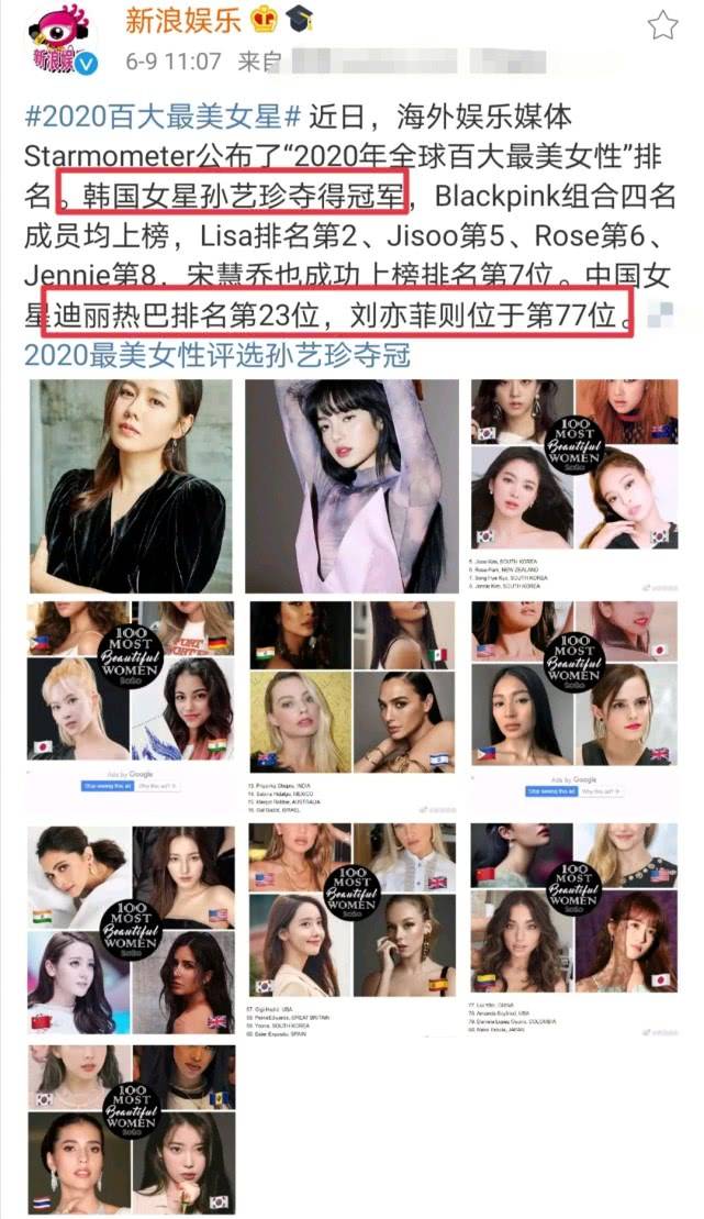2020百大最美女星排_2020百大最美面孔女星,鞠婧祎仅排87名,我却