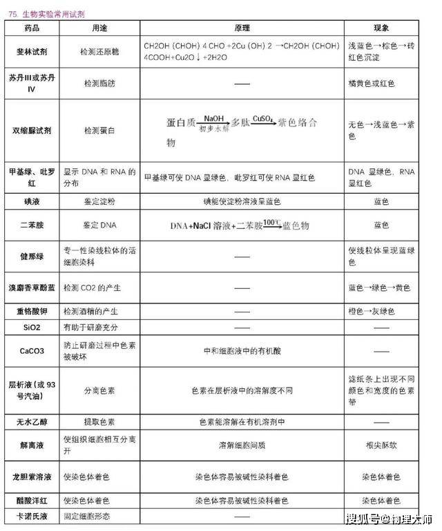 表格|高中生物：用表格帮你整理三年知识点！高中生非常有用的资料！
