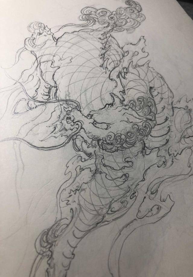 由龙绘神兽麒麟稿