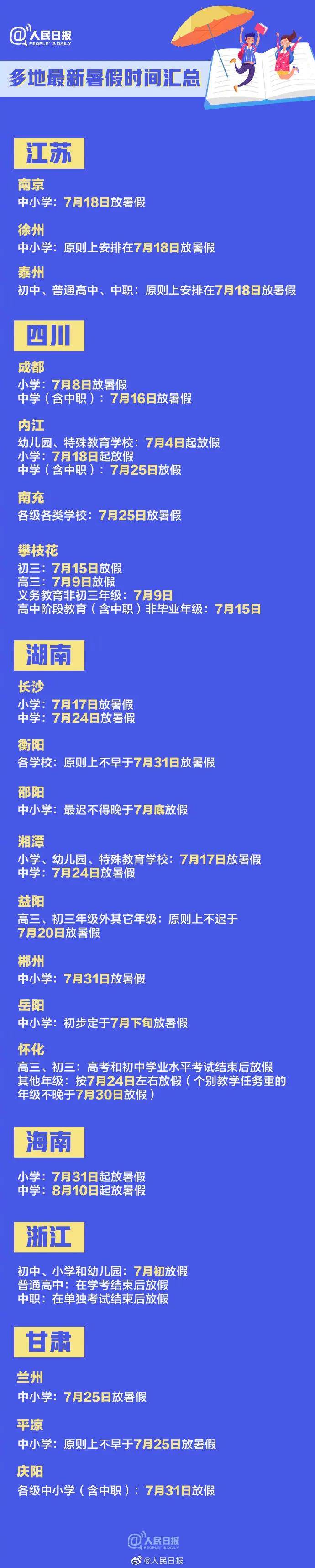 多地公布中小学暑假放假时间！潍坊放假从......
