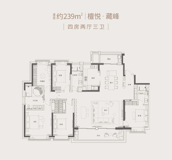 239㎡户型图,所属楼栋:7#,8#.