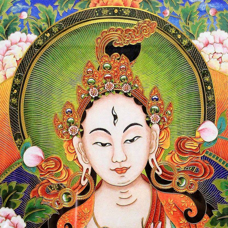 张同禄|张同禄景泰蓝掐丝珐琅画《白度母》