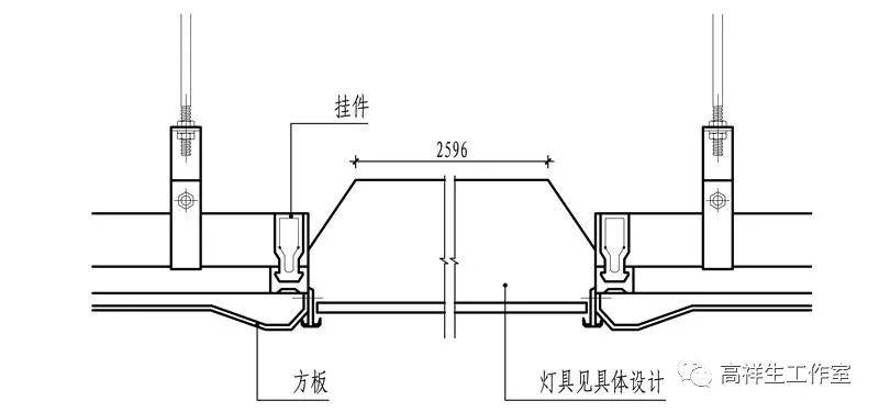 方形铝扣板吊顶剖面