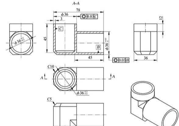 图1 零件图1所示为热变形测量装置上某一薄壁零件,主要用于热变形