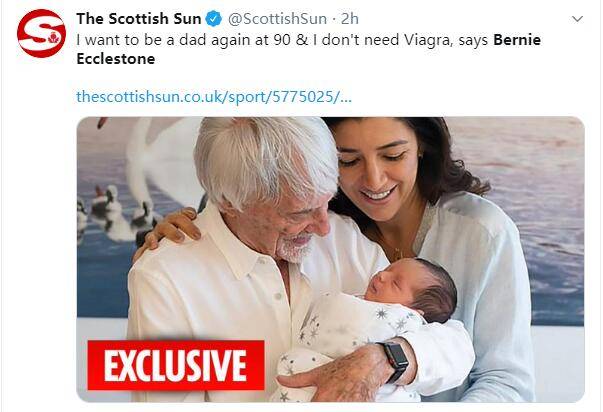 89岁F1前总裁和44岁娇妻生下第一个儿子仍不满足：90岁要再生一个