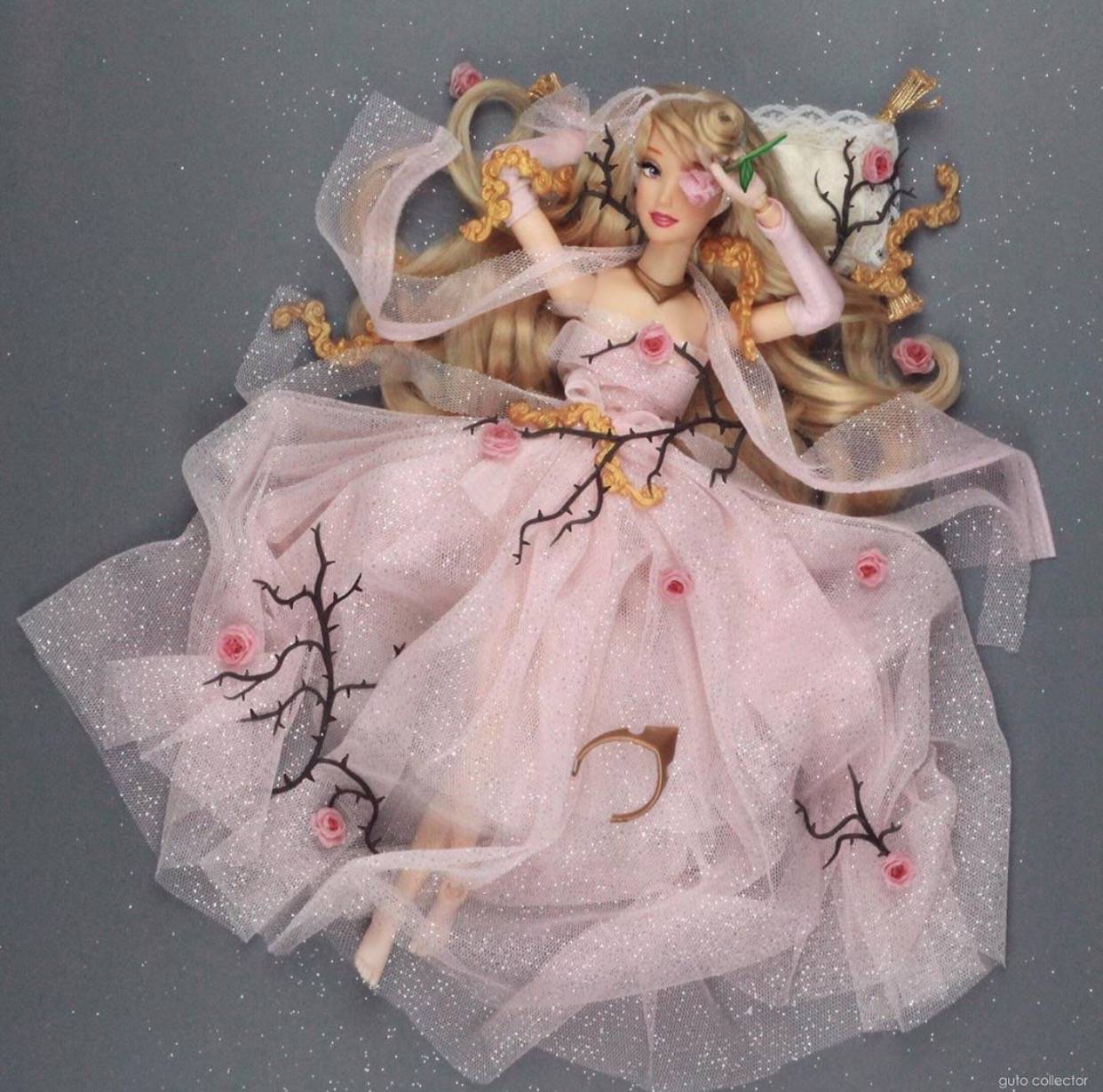 芭比|粉丝自制迪士尼“芭比公主”:睡美人粉色纱裙真吸睛,少女感爆棚