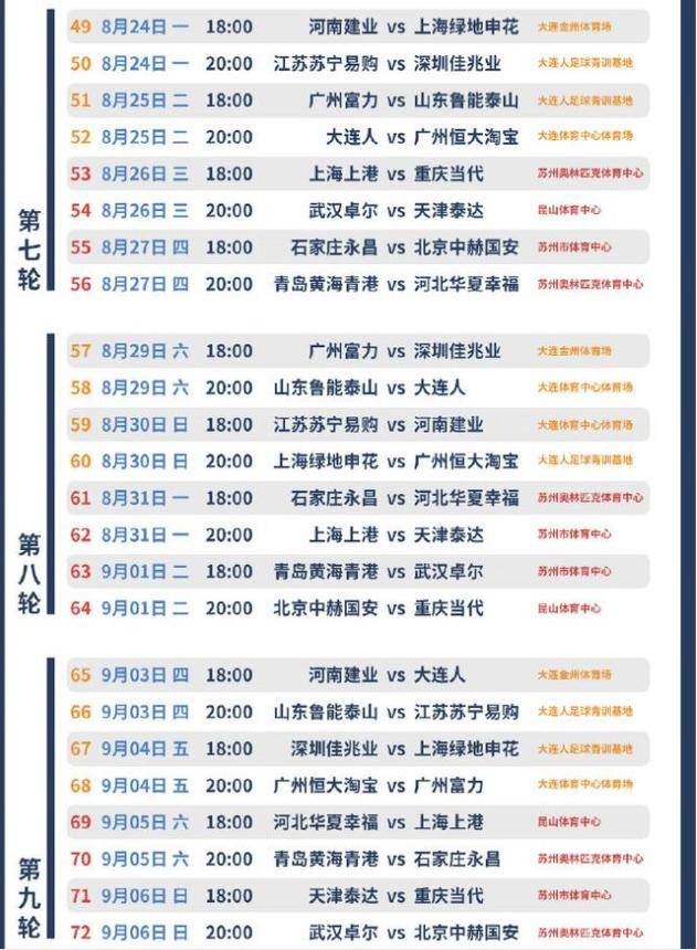 中超北京国安赛程安排
