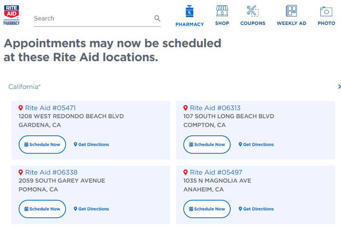 连锁药店rite aid在加利福尼亚增加多个新冠检测点