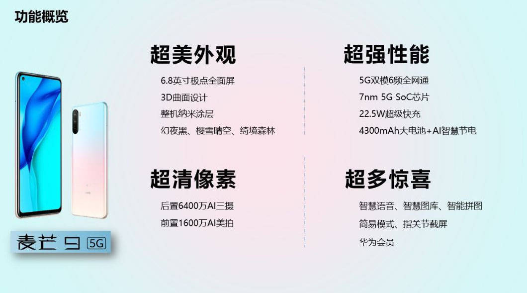 华为麦芒9官宣27号发布:天玑800 64mp三摄 6.8吋大屏!