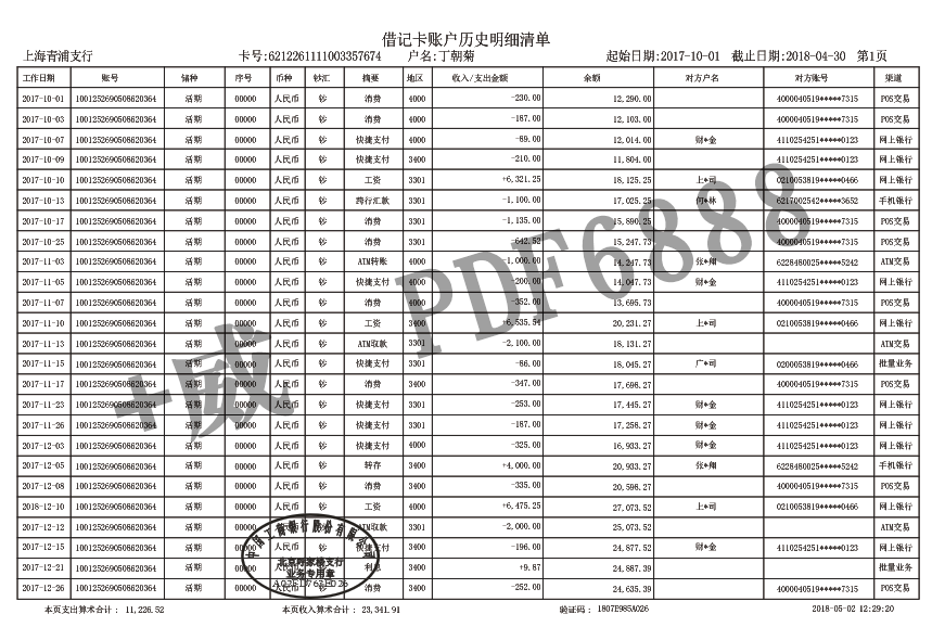 中国银行半年流水账单图片 来自搜狐网
