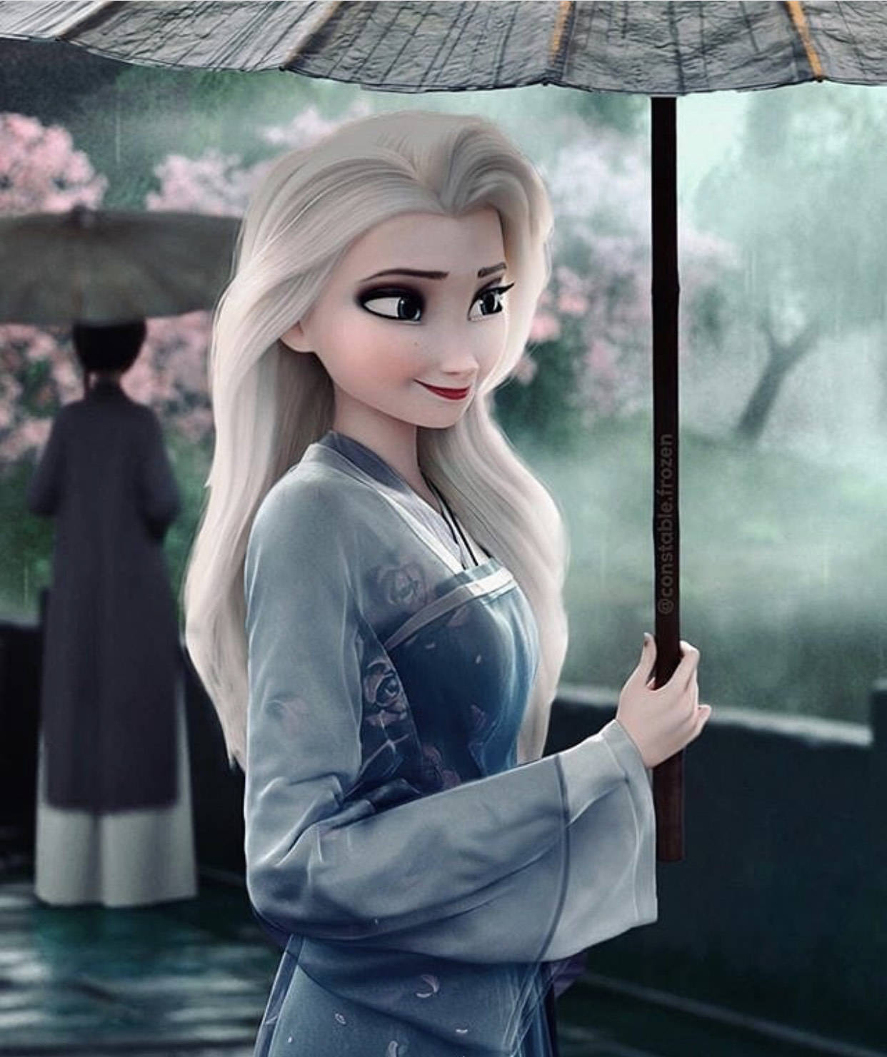 "中国风"的冰雪女王艾莎,白发 古装很般配,仙气与霸气