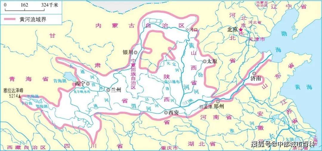 由于黄河下游的地上悬河属性,流域范围极窄,部分城市如郑州,济南虽在