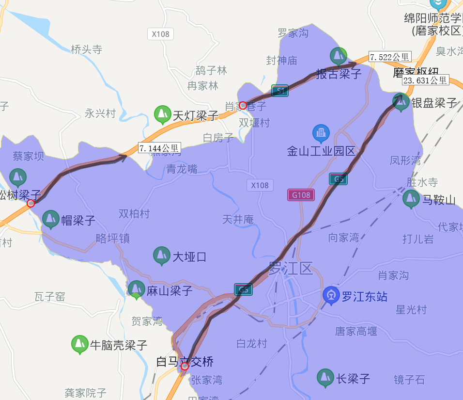 2020年德阳市各区县高速路里程排名,中江