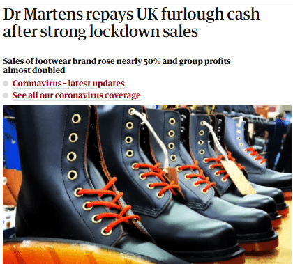 公司|一口气退还近4个月政府补贴，Dr.Martens在疫情中逆境增长