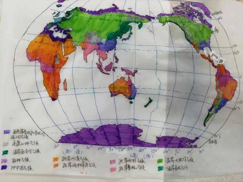 学生绘制的气候分布图