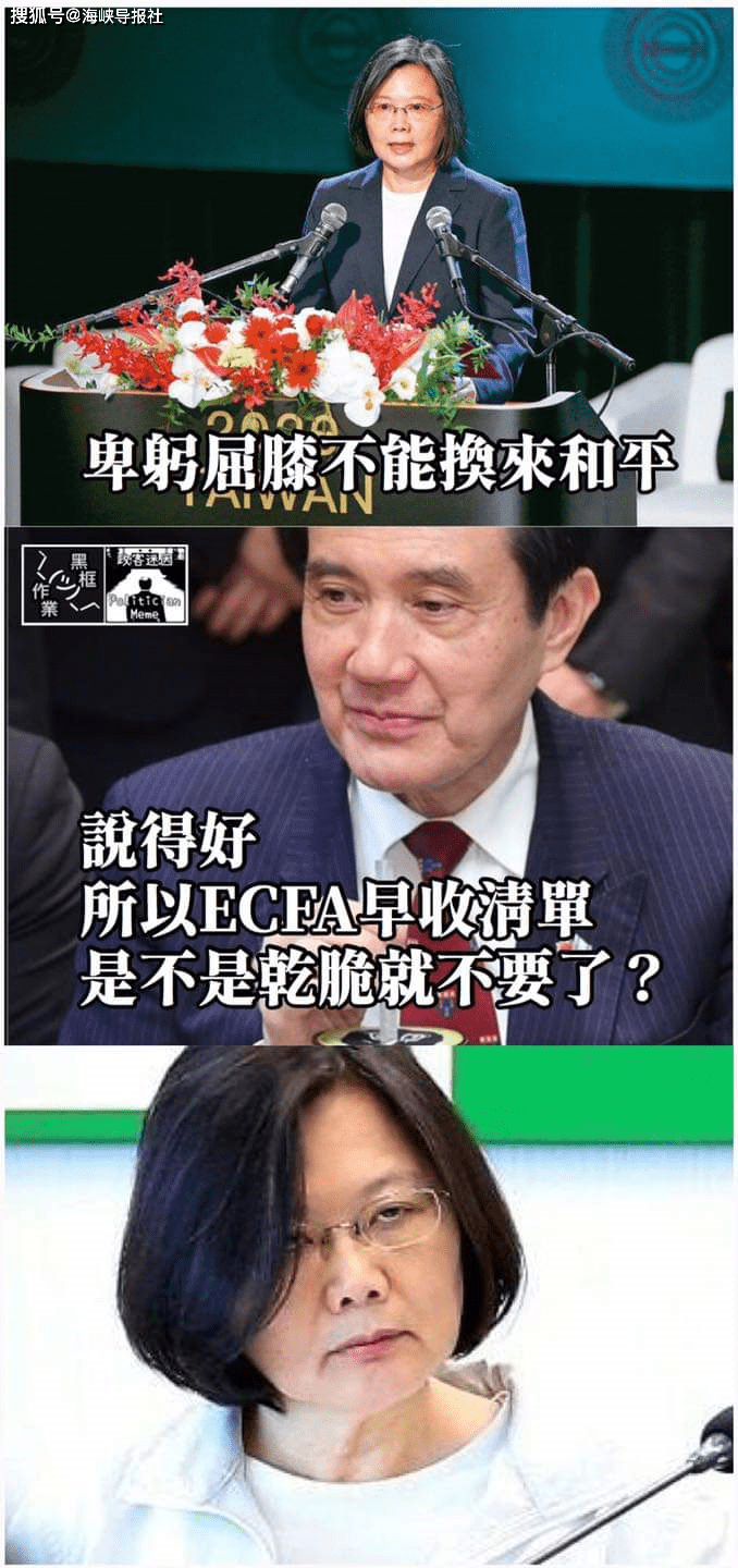 蔡英文批马英九“卑躬屈膝”，台湾网友讽：有骨气的话，ECFA干脆就不要了吧？_搜狐网