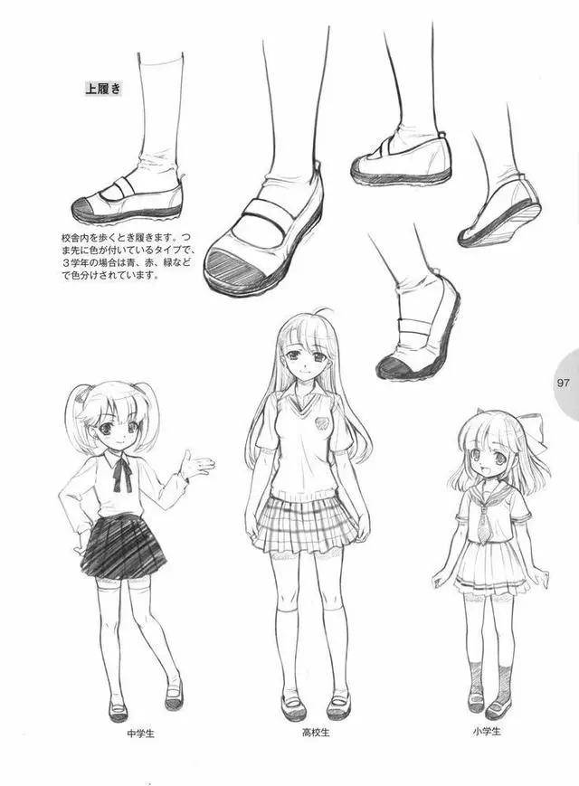 【cg原画插画教程】女生漫画人物中常见款式的鞋子,脚