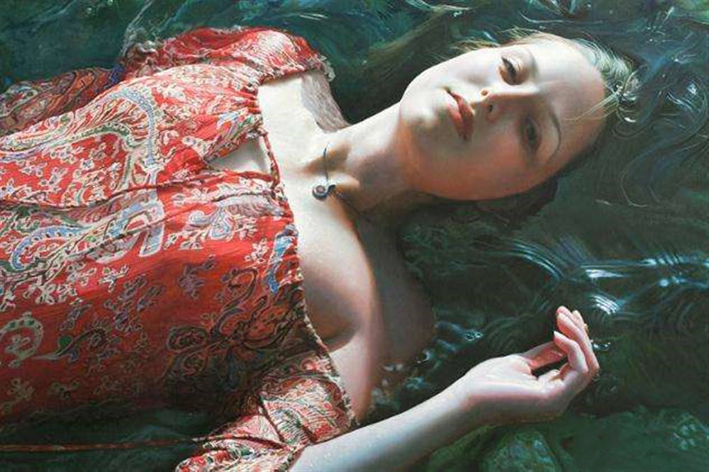 日本80后画水中女子,身上水珠都清晰可见,网友:比冷军还神_写实