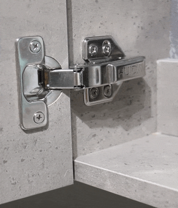 视频中出现的浴室柜,是惠达卫浴的轻岩系列浴室柜,五金连接件采用的是