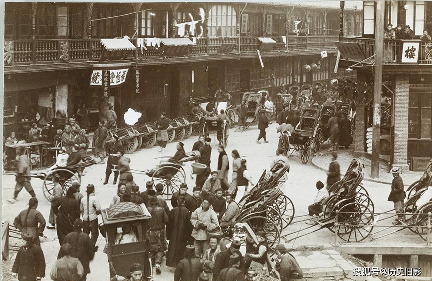 1900年上海建筑及街景老照片,铺设第一条有轨电车