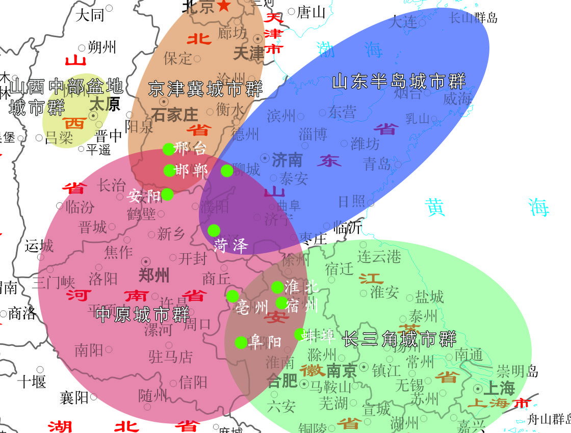 中原城市群及周边城市群大致范围 地图编辑:搜狐城市