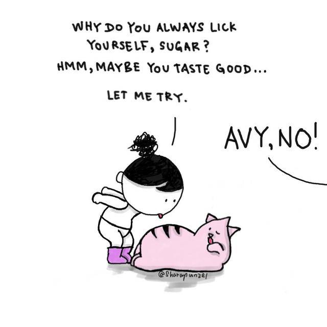 小孩猫咪夹心配,10张轻松搞笑的猫咪漫画,给你开心一刻