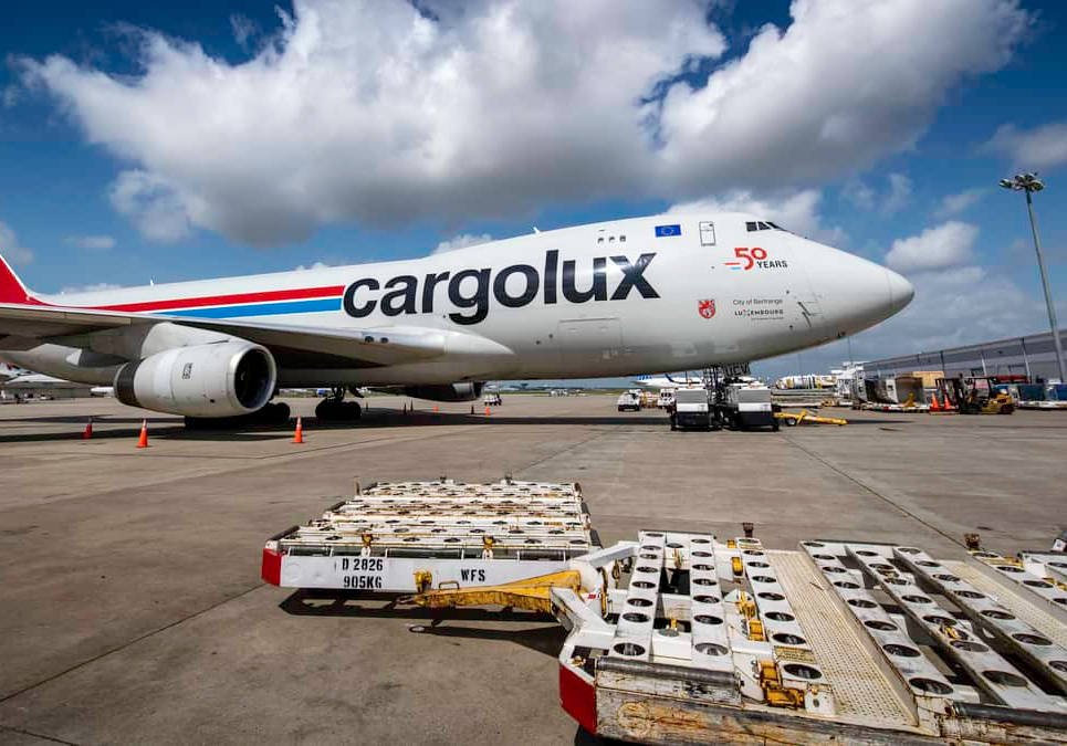 休斯敦的乔治·布什洲际机场的一架cargolux 747货机.