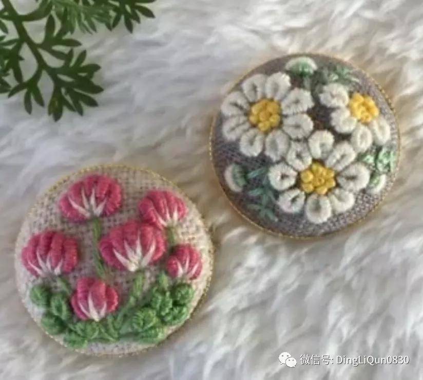 手绣|「刺绣作品」50款时尚的手绣布料纽扣，也许用的到！