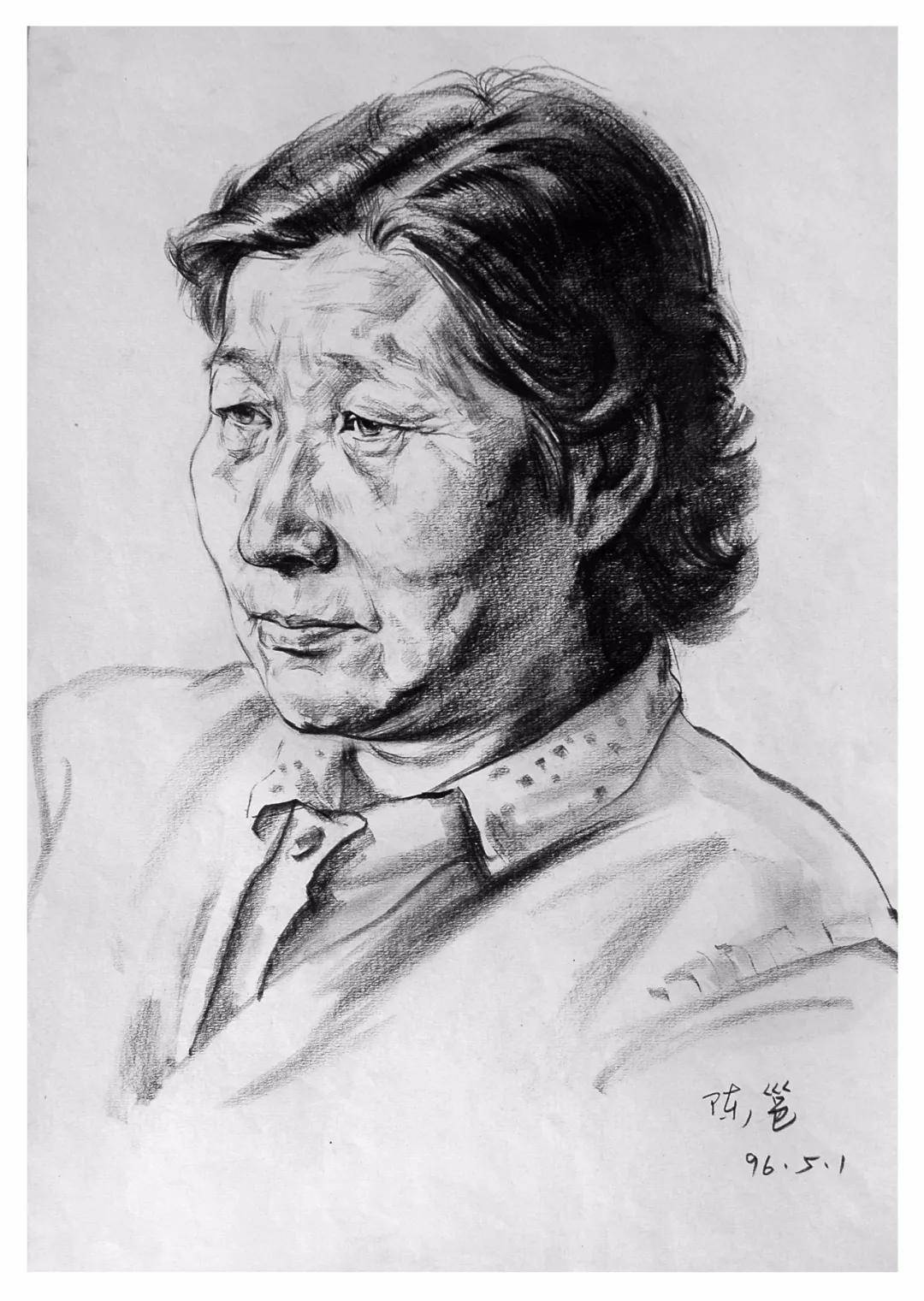 陈邕素描肖像《母亲》