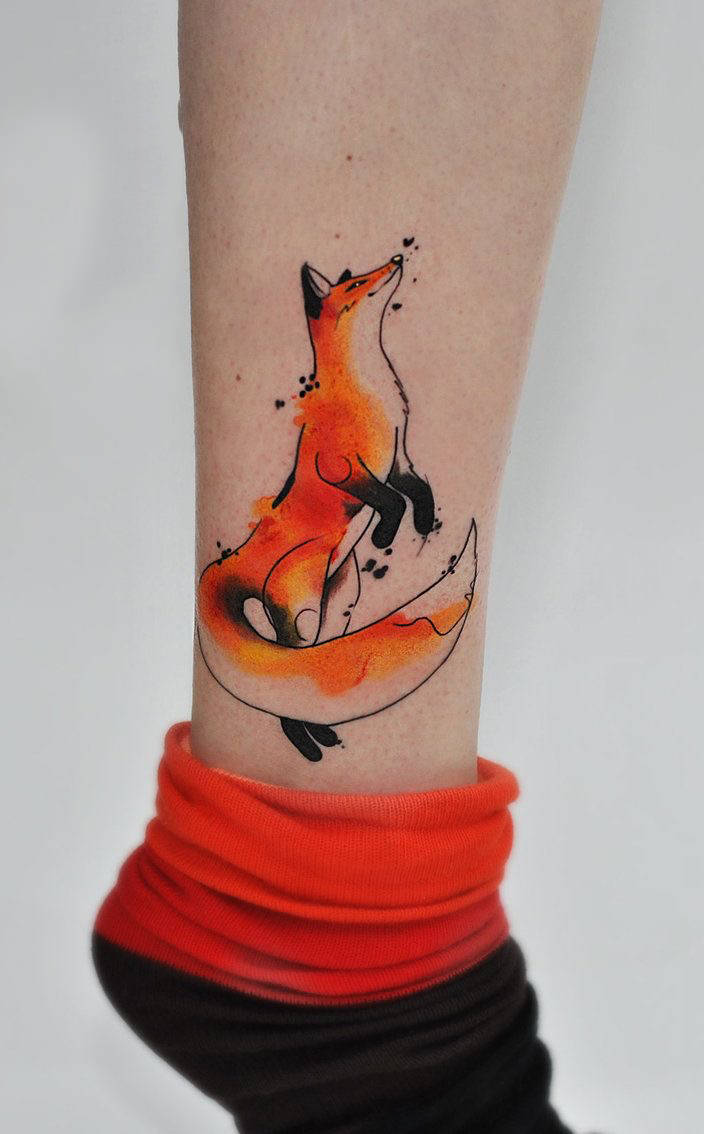 上海由龙纹身图案分享狐狸纹身图案