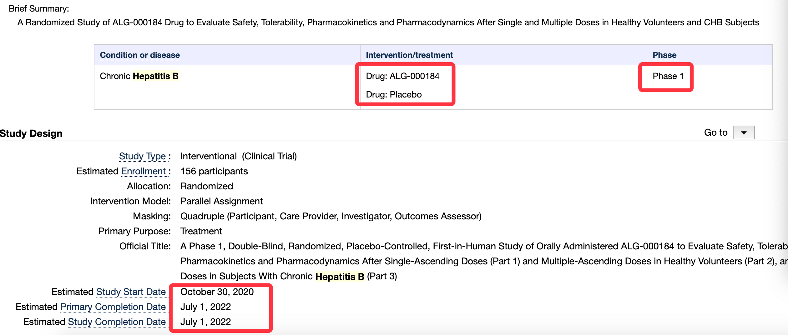 新药|乙肝在研新药ALG-000184，I期分3部分组成，口服剂型