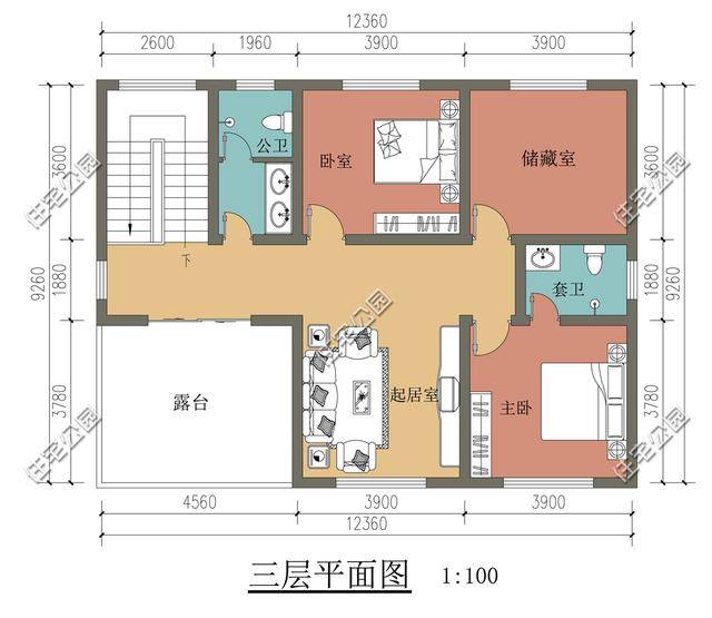 农村宅基地宽13米,进深10米,怎么设计二层半别墅?