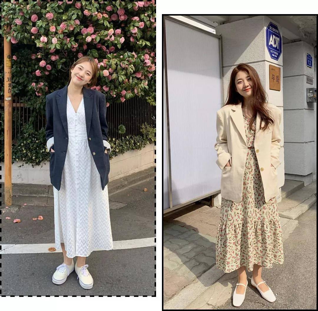 外套|美上天的 “ 桔梗裙 ” 今秋依然火爆，桔梗裙+薄外套的早秋搭配=最气质！