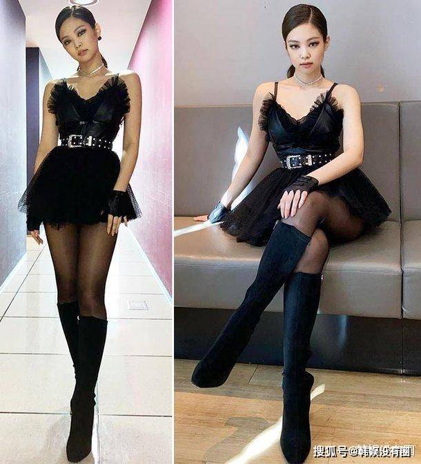 小黑|粉墨Jennie、模特“同款小黑裙”对比，自己剪成了超短裙？