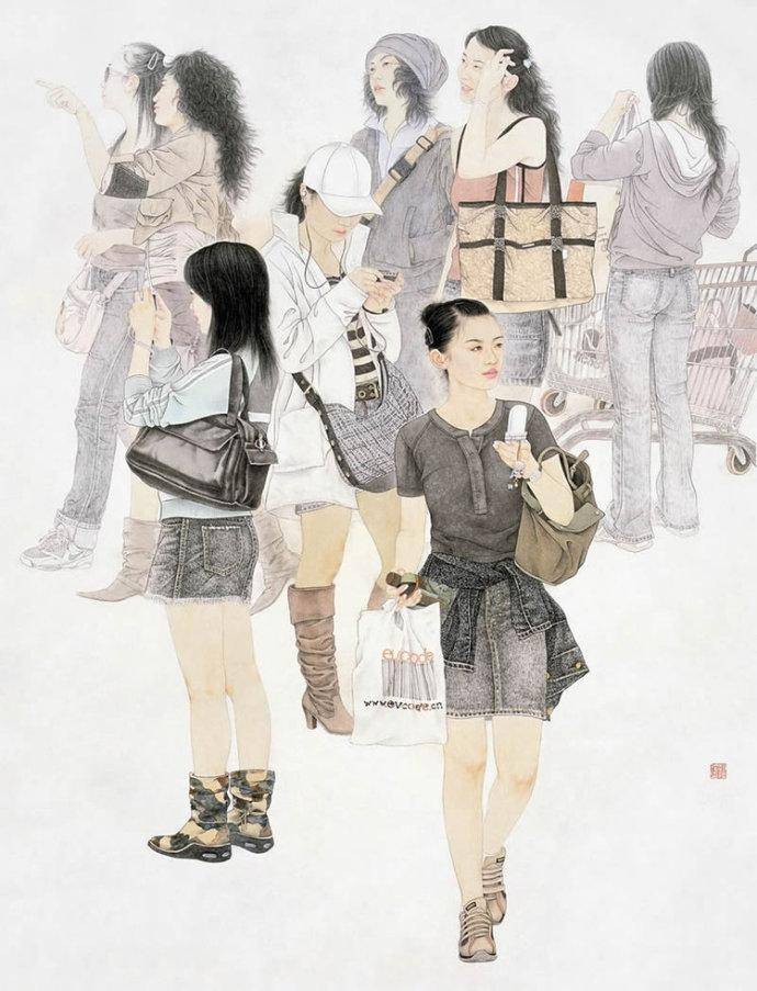 图片[6]-无法抗拒的美——评赵胜琛的工笔人物画中的性感美人-魔性次元