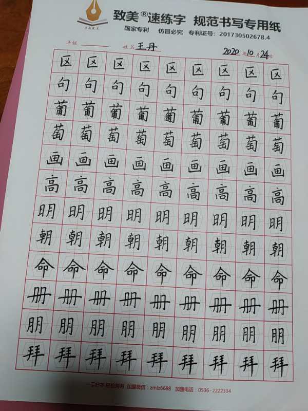 致美练字学员日常书写练习图集