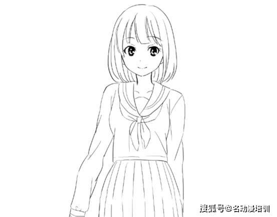 高中女生校服怎么画