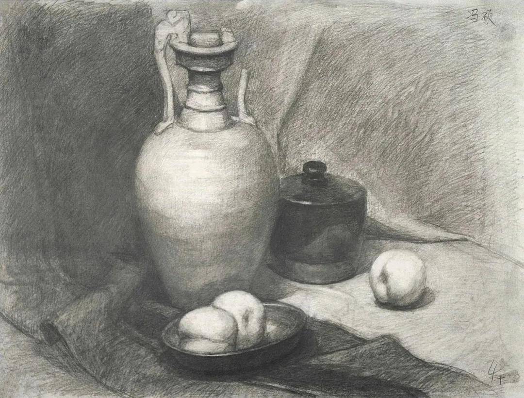央美附中素描静物,素描石膏留校作品赏析