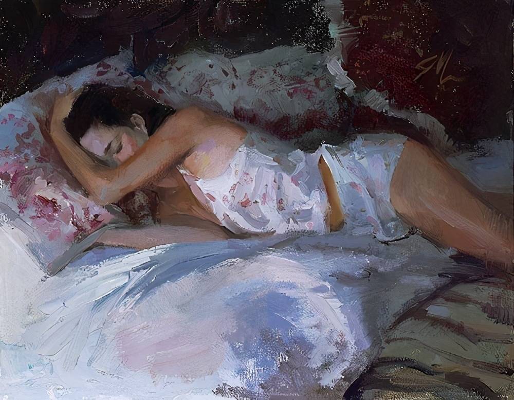 图片[2]-人体油画——性感慵懒的睡美人出自美国女艺术家的笔下-魔性次元