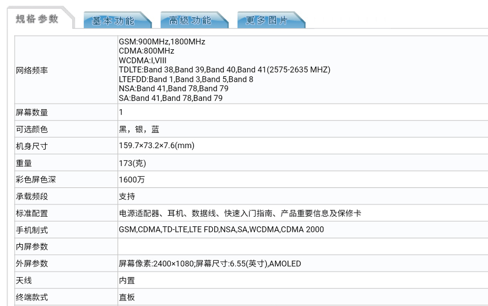 (oppo reno5 pro 入网工信部的参数表)