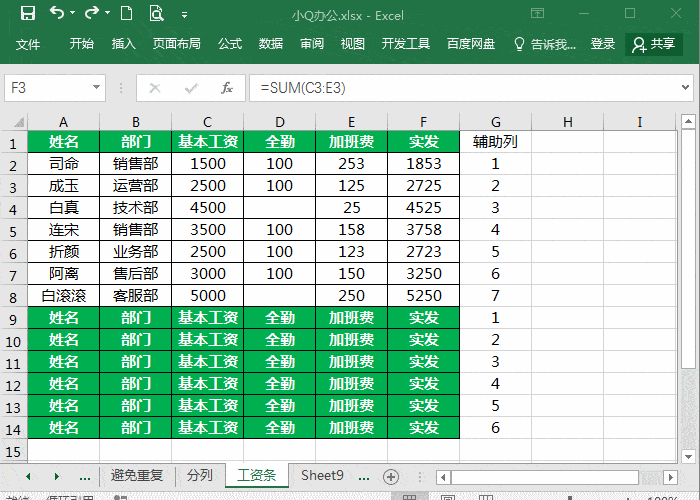 以上就是用excel批量制作工资条的技巧,学会了轻松办公