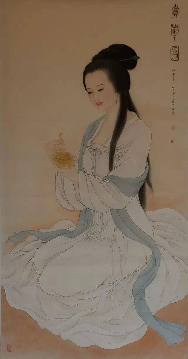 原创略施淡彩美貌惊艳工笔美女人物画画家贺芳芳作品欣赏