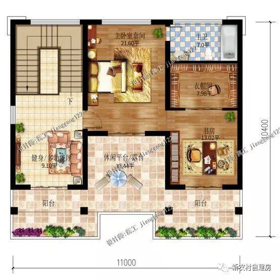 11x12米别墅户型图,11米宽12米长建房图 11×12米三层农村别墅,4款户型,第3款一定是村里独一栋