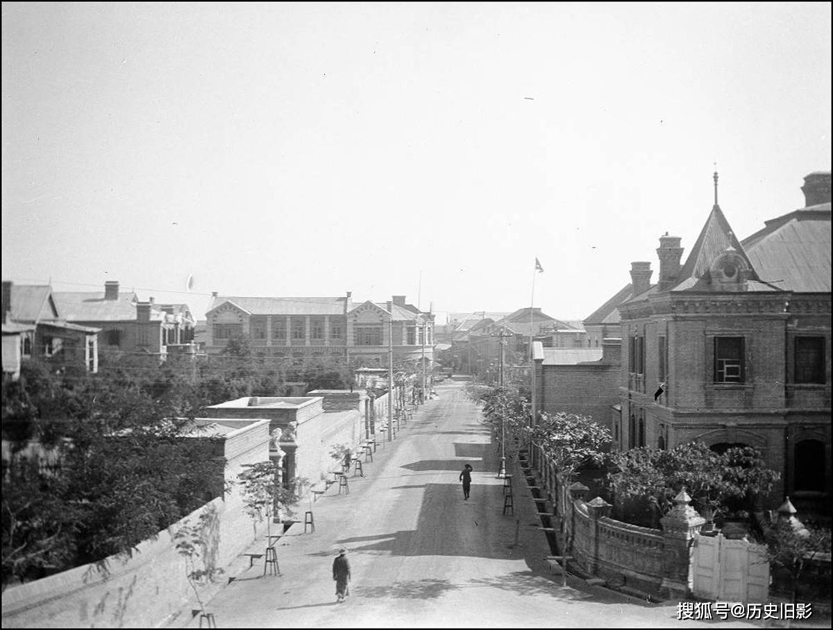 1914年天津旧照太古洋行仓库墙子河与太古码头