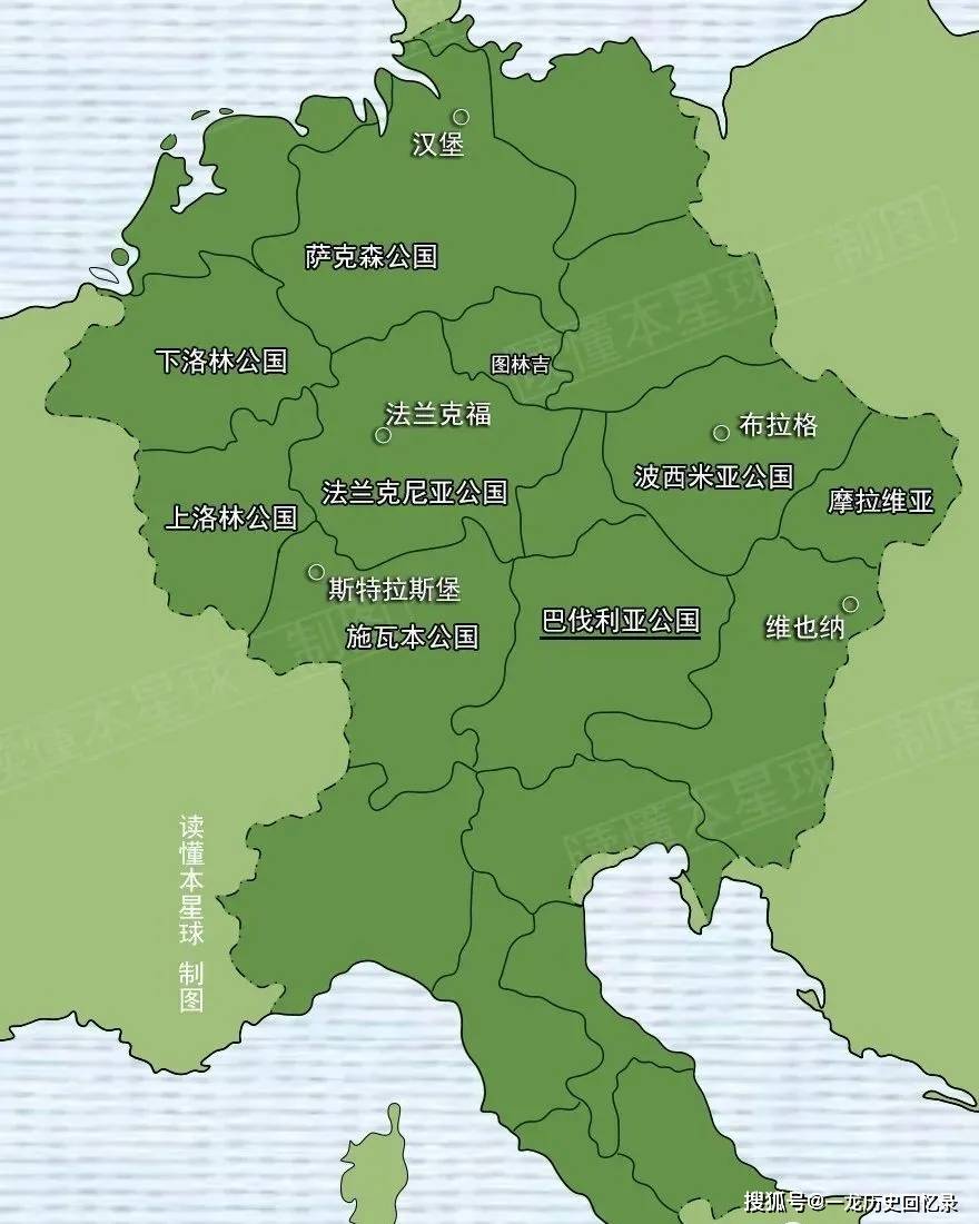 公元972年神圣罗马帝国疆域,奥地利在神圣罗马帝国的东部,巴伐利亚公