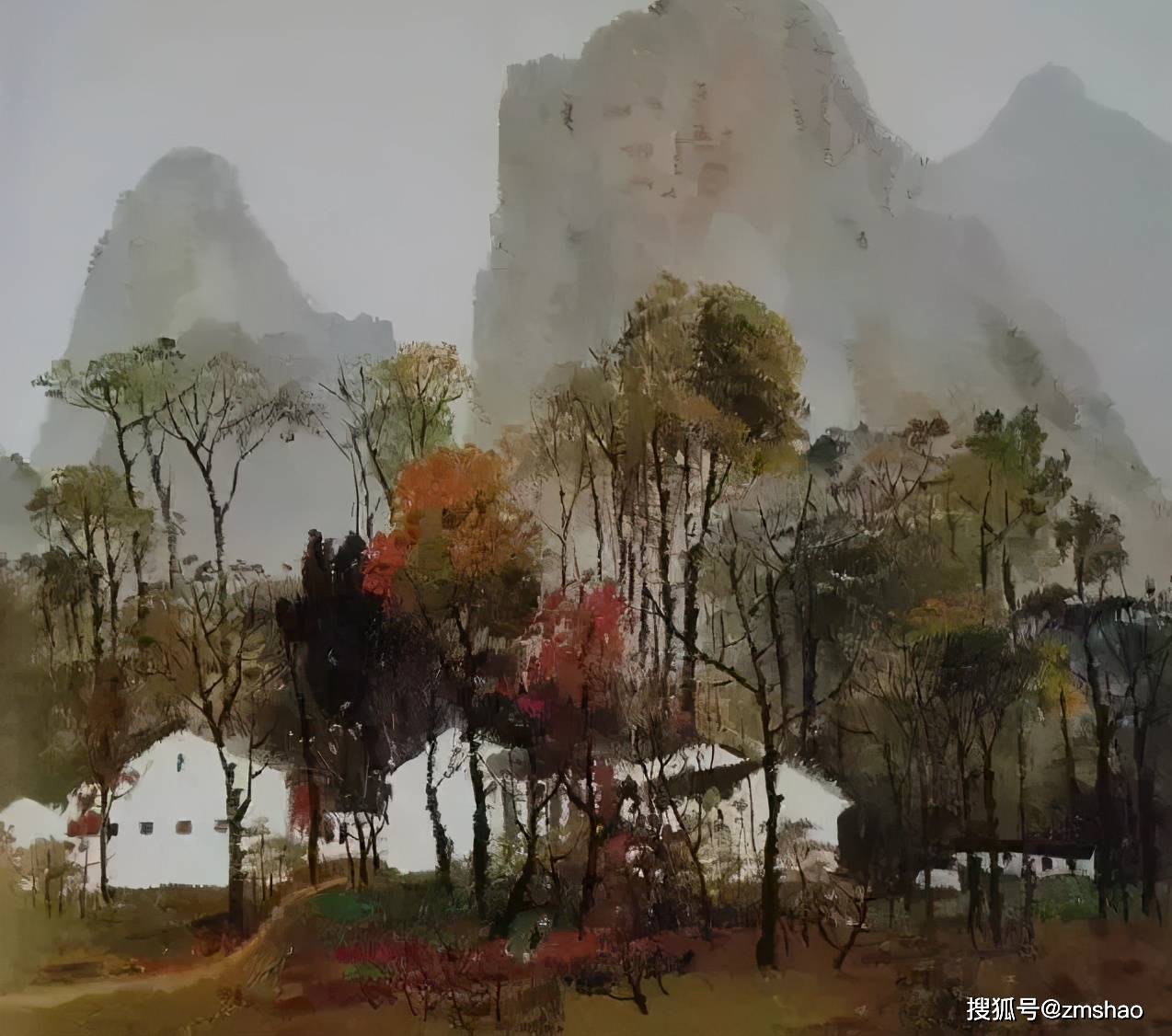 吴冠中 漓江岸 油画 1980年作